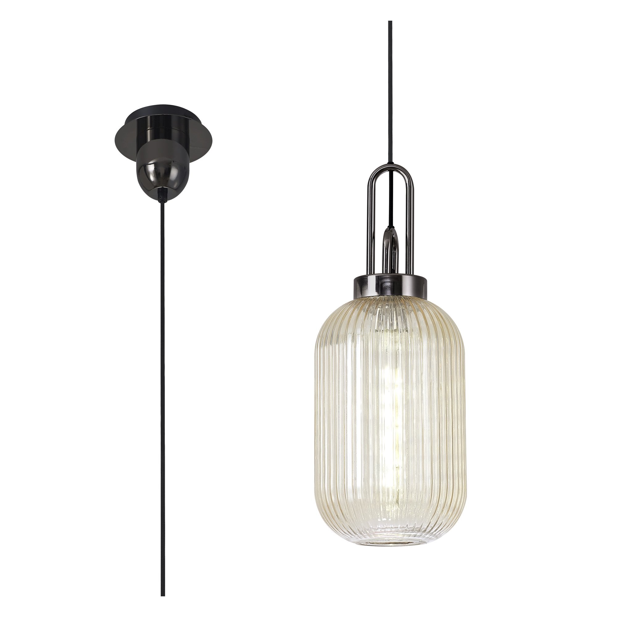 NLK05559 Amsterdam  1 Light Pendant Black Chrome Matt Black