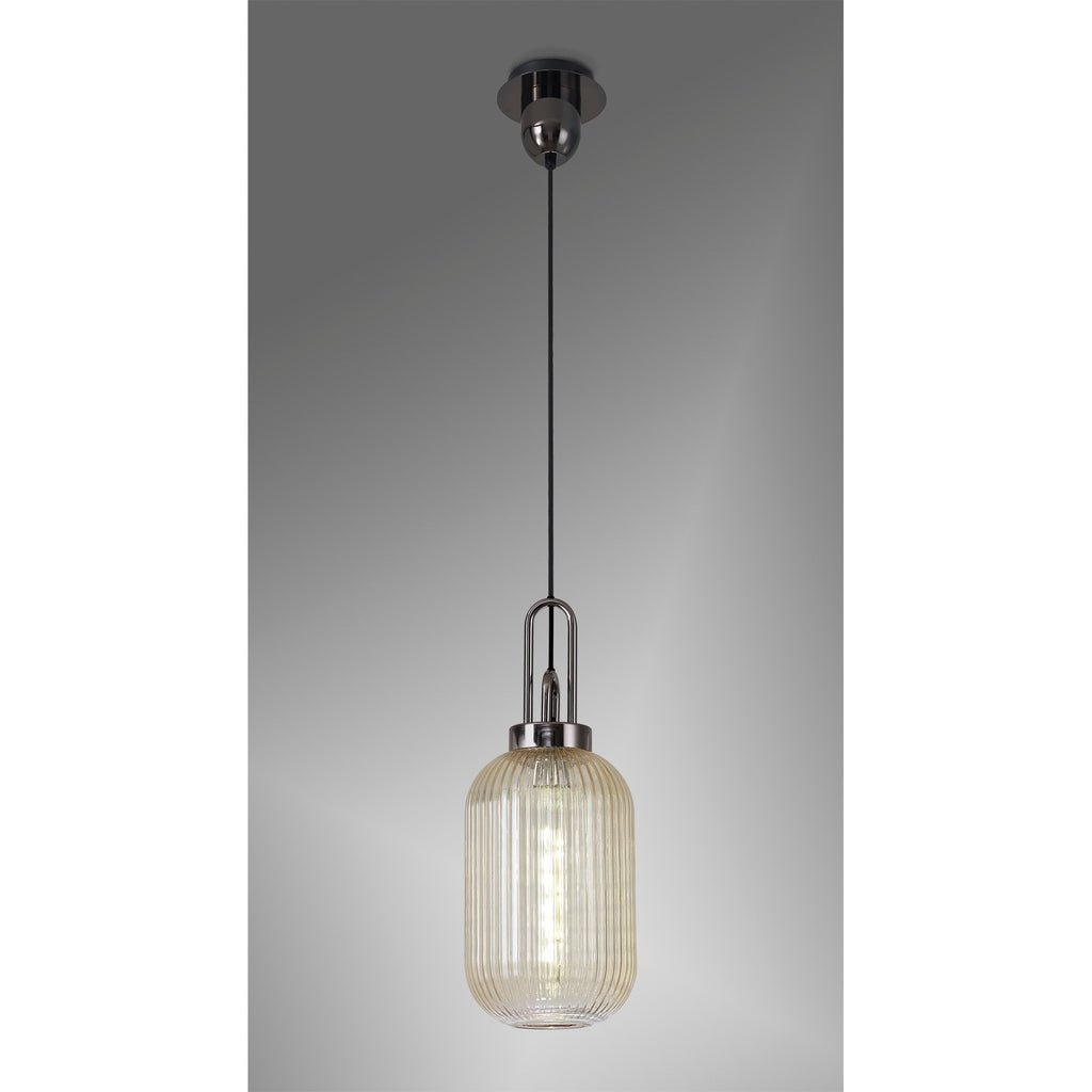 NLK05559 Amsterdam  1 Light Pendant Black Chrome Matt Black