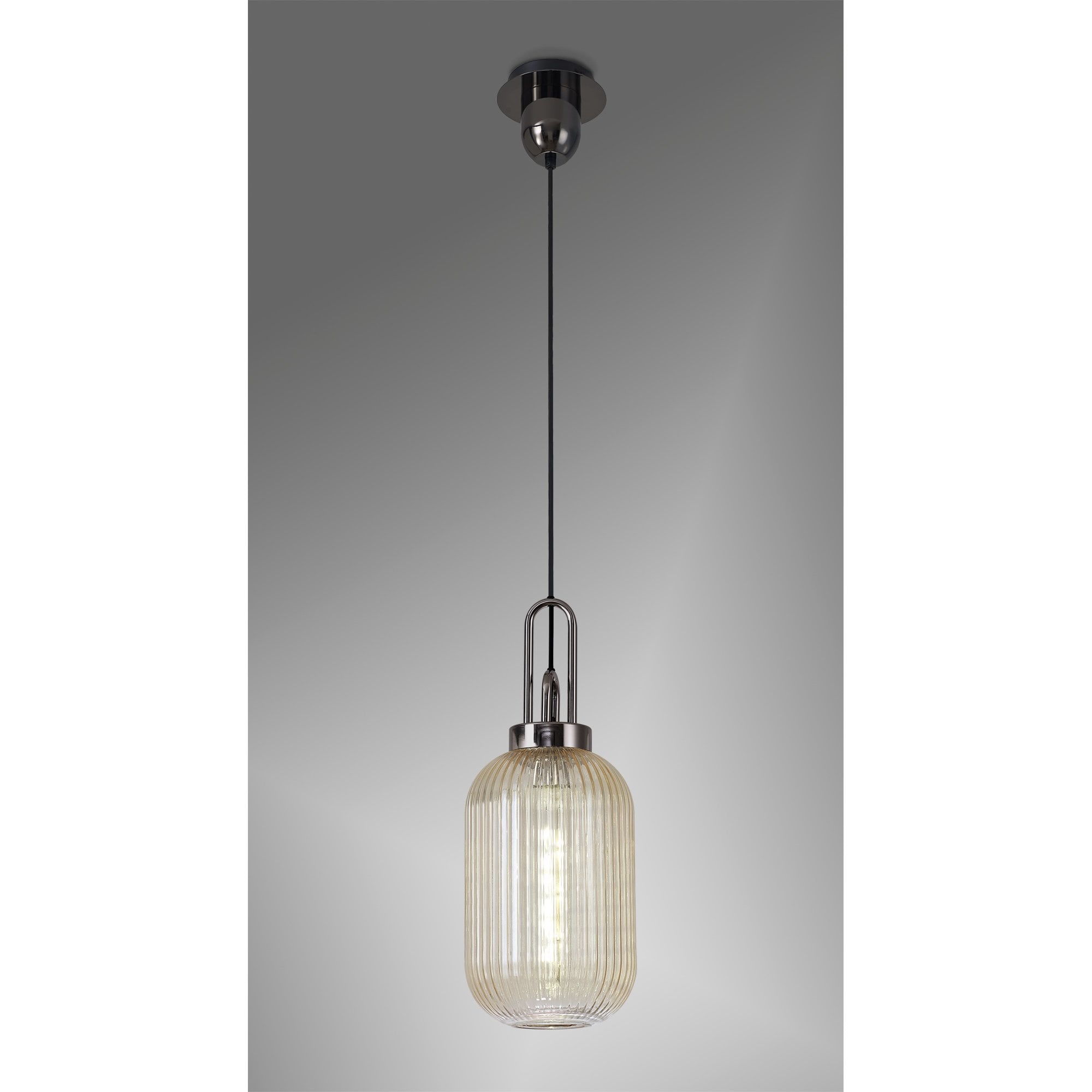 NLK05559 Amsterdam  1 Light Pendant Black Chrome Matt Black