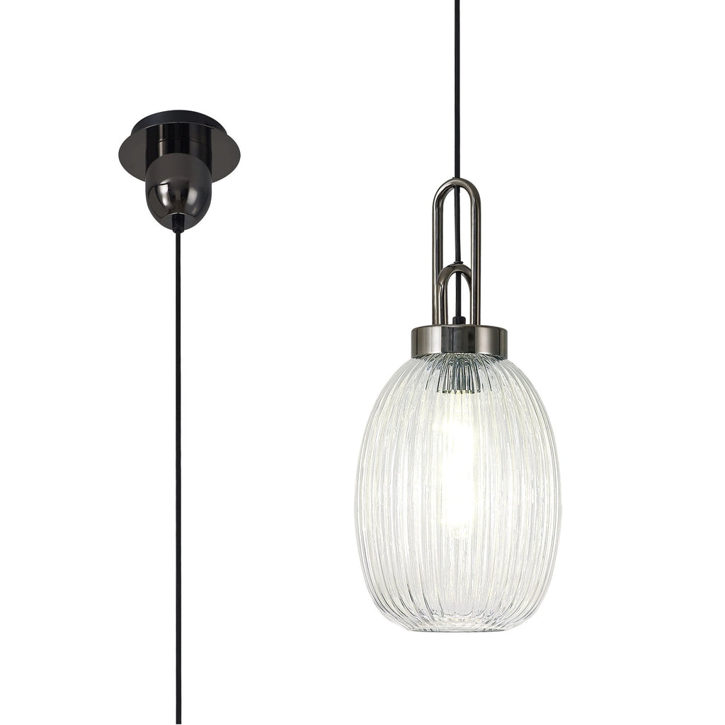 NLK05569 Amsterdam 1 Light Pendant Black Chrome Matt Black