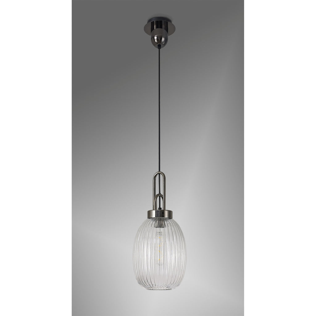 NLK05569 Amsterdam 1 Light Pendant Black Chrome Matt Black