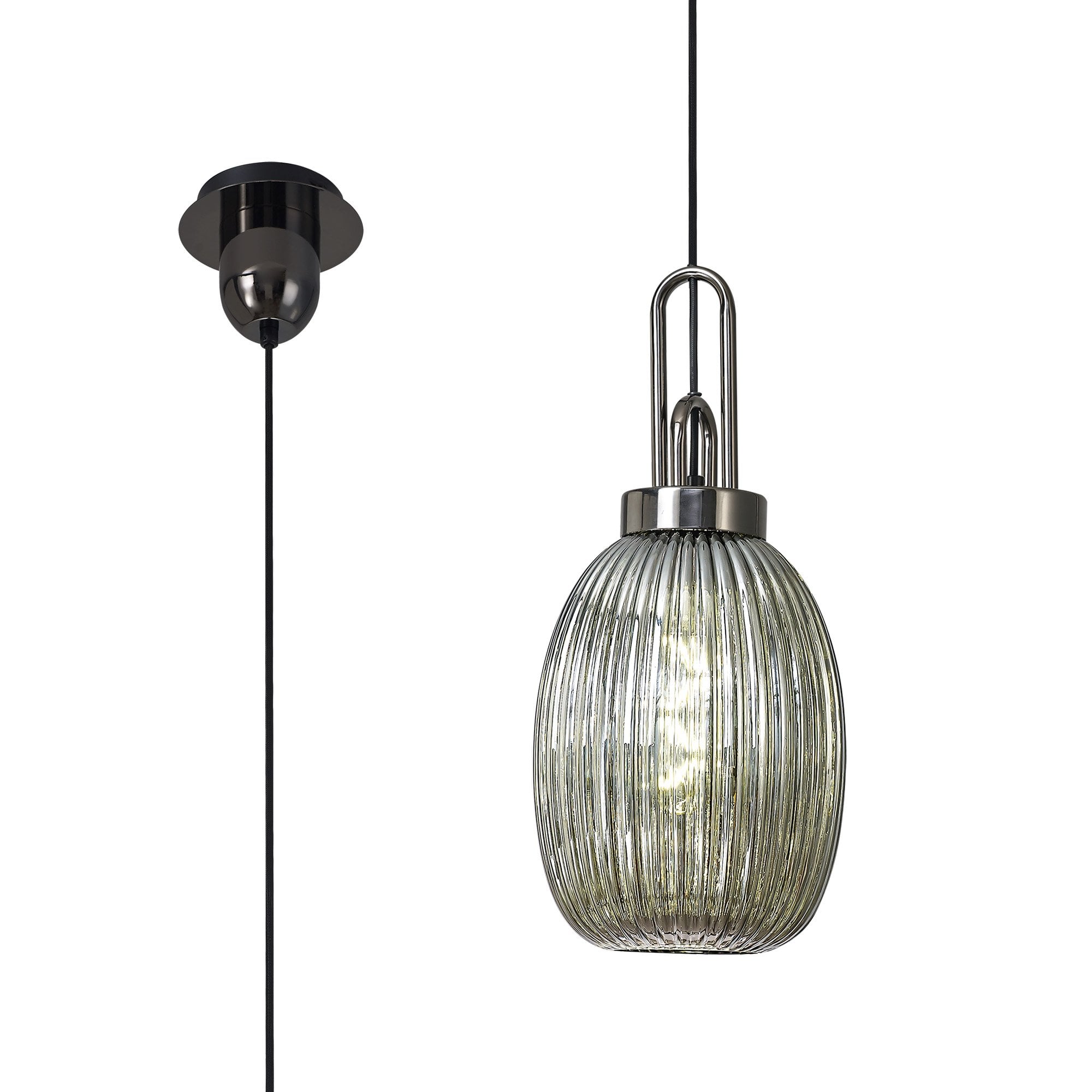 NLK05579 Amsterdam 1 Light Pendant Black Chrome Matt Black