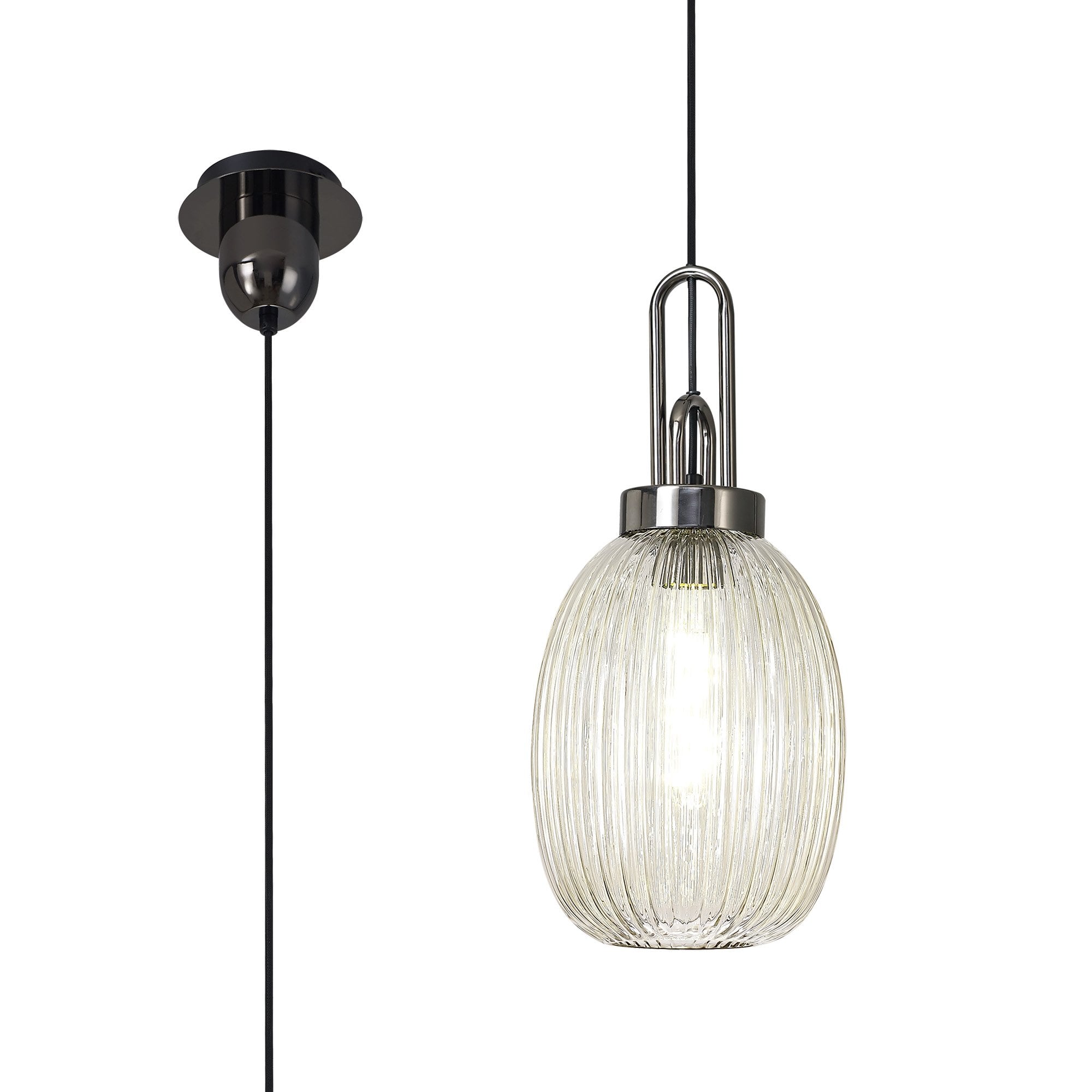 NLK05589 Amsterdam 1 Light Pendant Black Chrome Matt Black