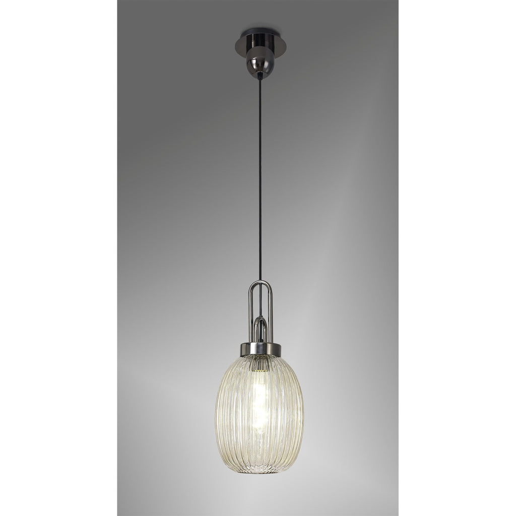 NLK05589 Amsterdam 1 Light Pendant Black Chrome Matt Black