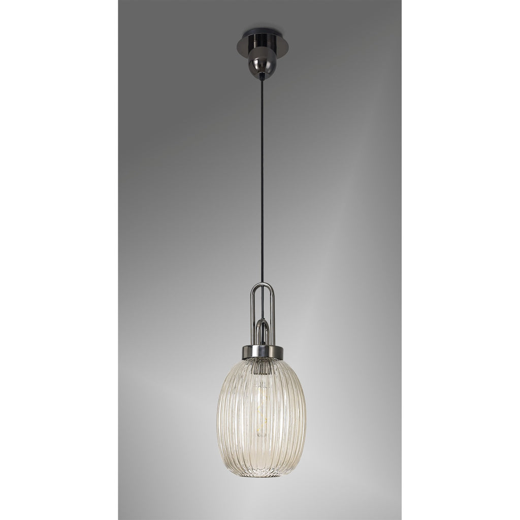 NLK05589 Amsterdam 1 Light Pendant Black Chrome Matt Black