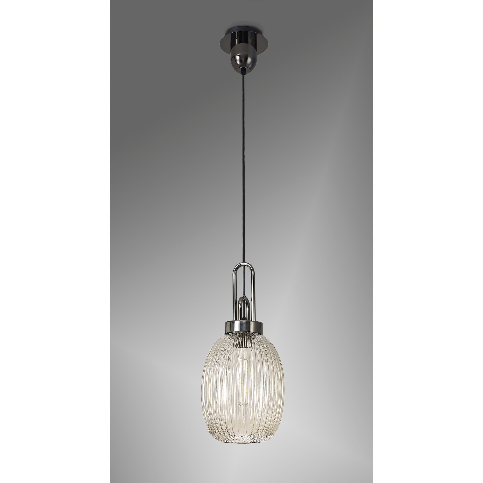 NLK05589 Amsterdam 1 Light Pendant Black Chrome Matt Black