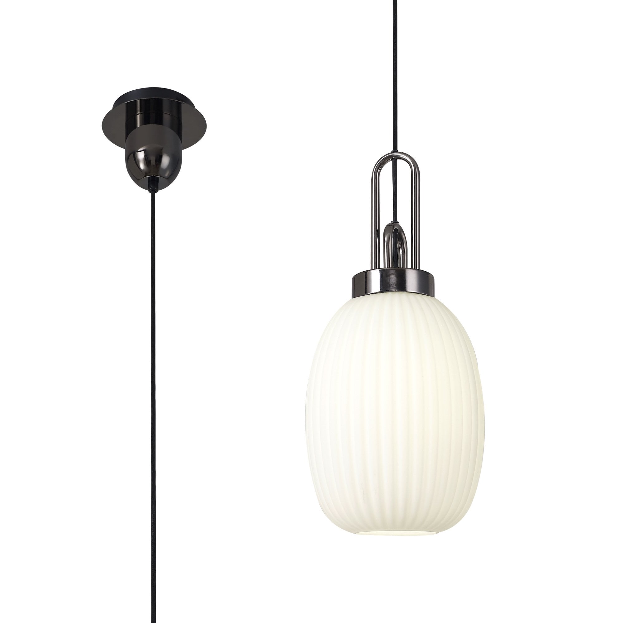 NLK05599 Amsterdam 1 Light Pendant Black Chrome Matt Black