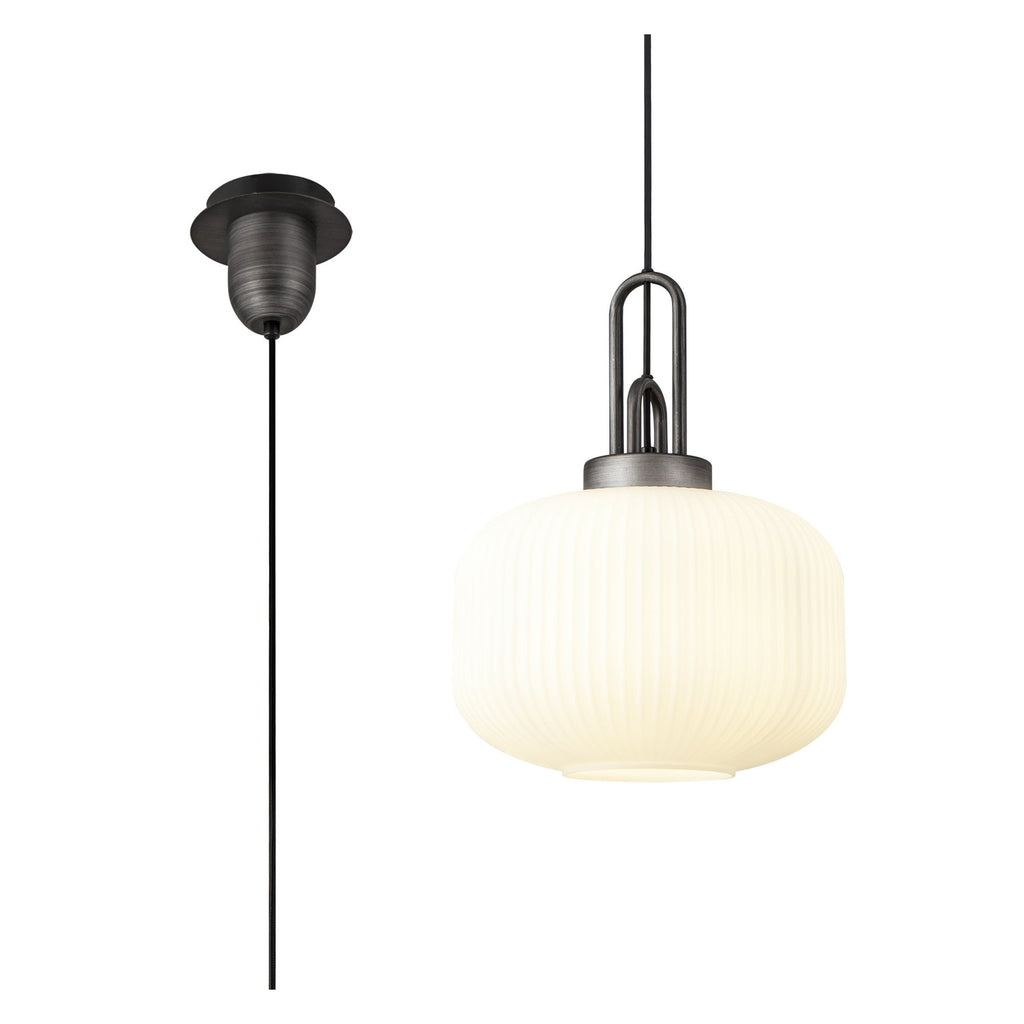 NLK05609 Amsterdam 1 Light Pendant Aged Pewter Matt Black