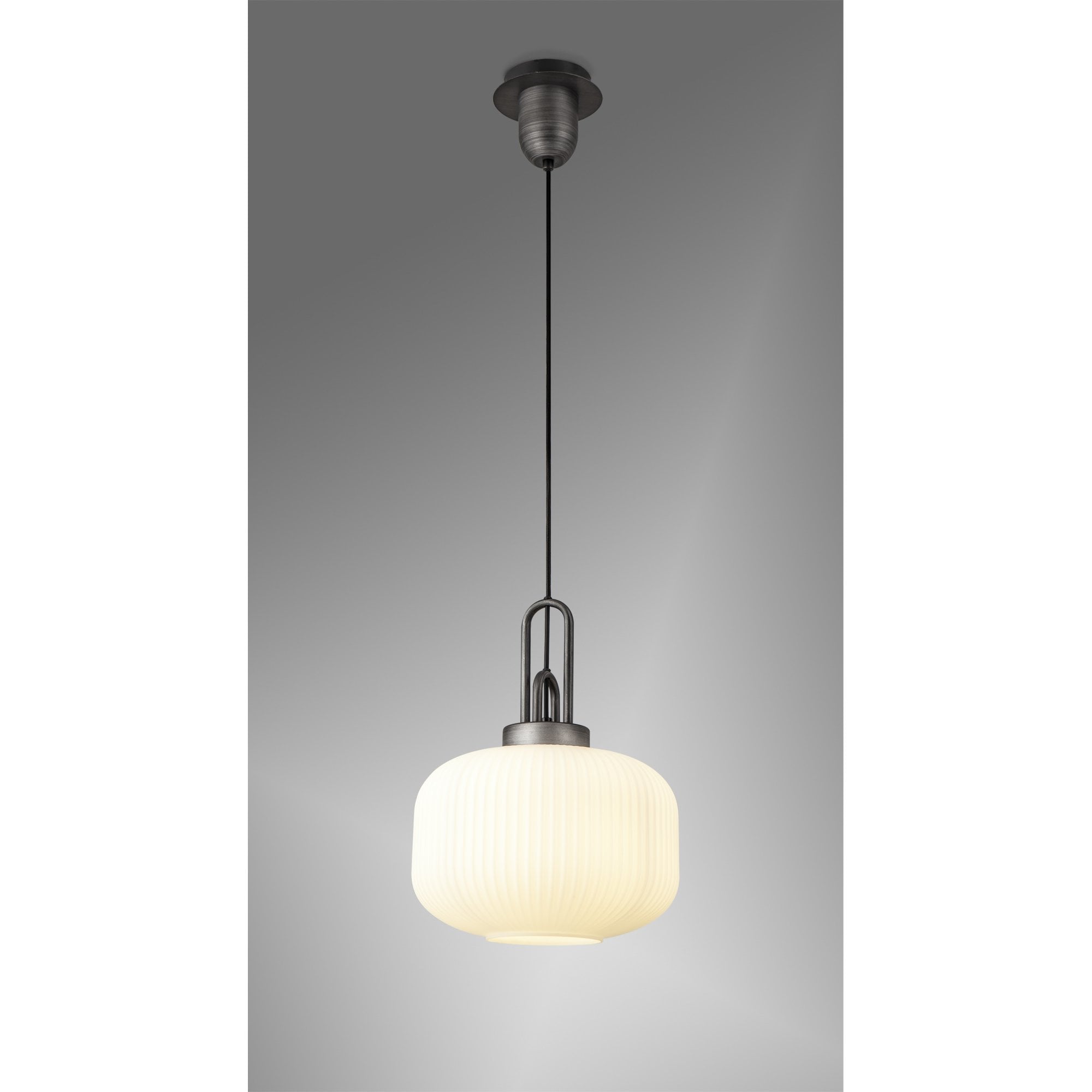 NLK05609 Amsterdam 1 Light Pendant Aged Pewter Matt Black