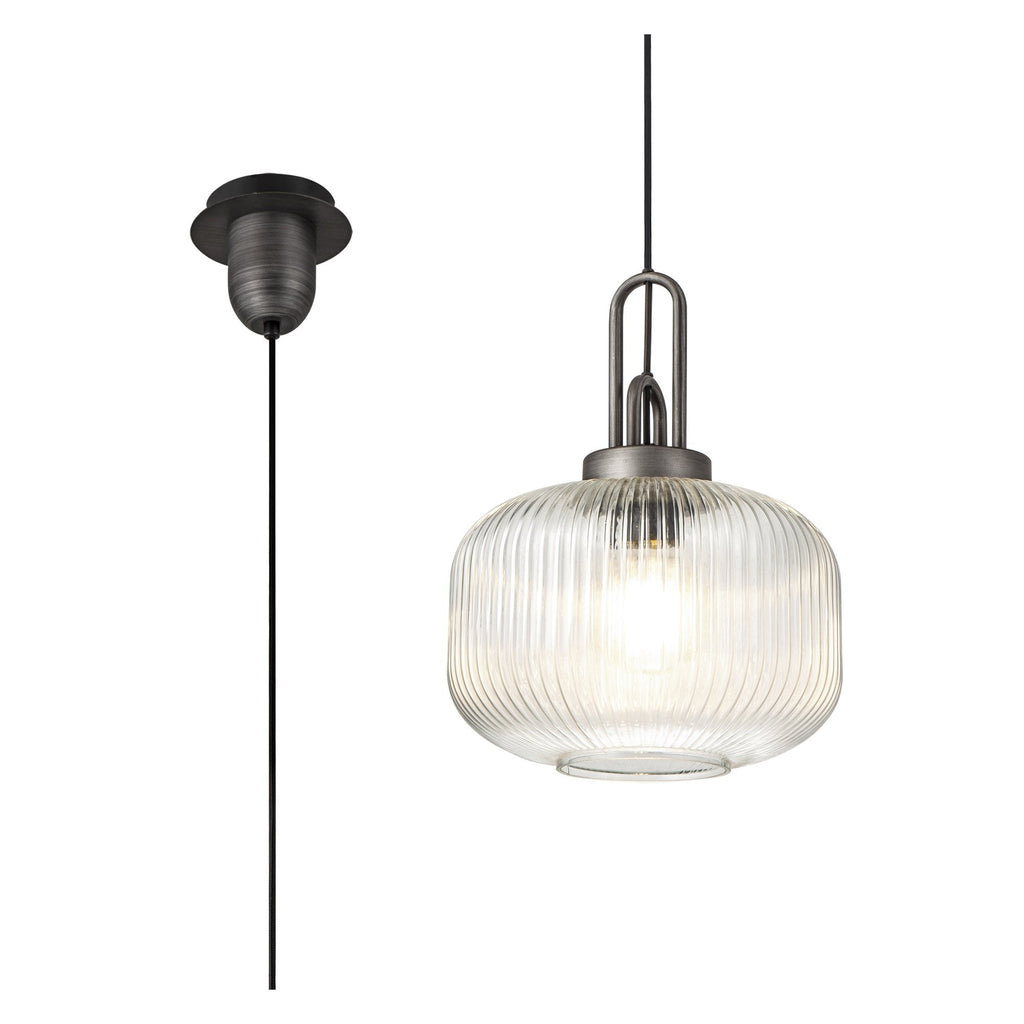 NLK05619 Amsterdam 1 Light Pendant Aged Pewter Matt Black