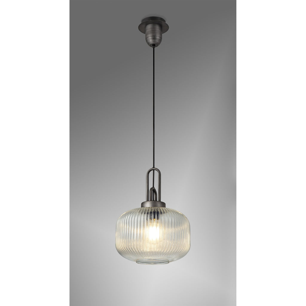 NLK05619 Amsterdam 1 Light Pendant Aged Pewter Matt Black
