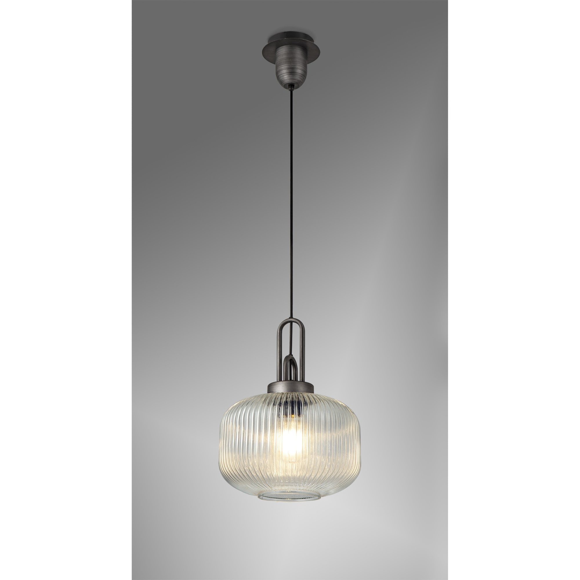 NLK05619 Amsterdam 1 Light Pendant Aged Pewter Matt Black