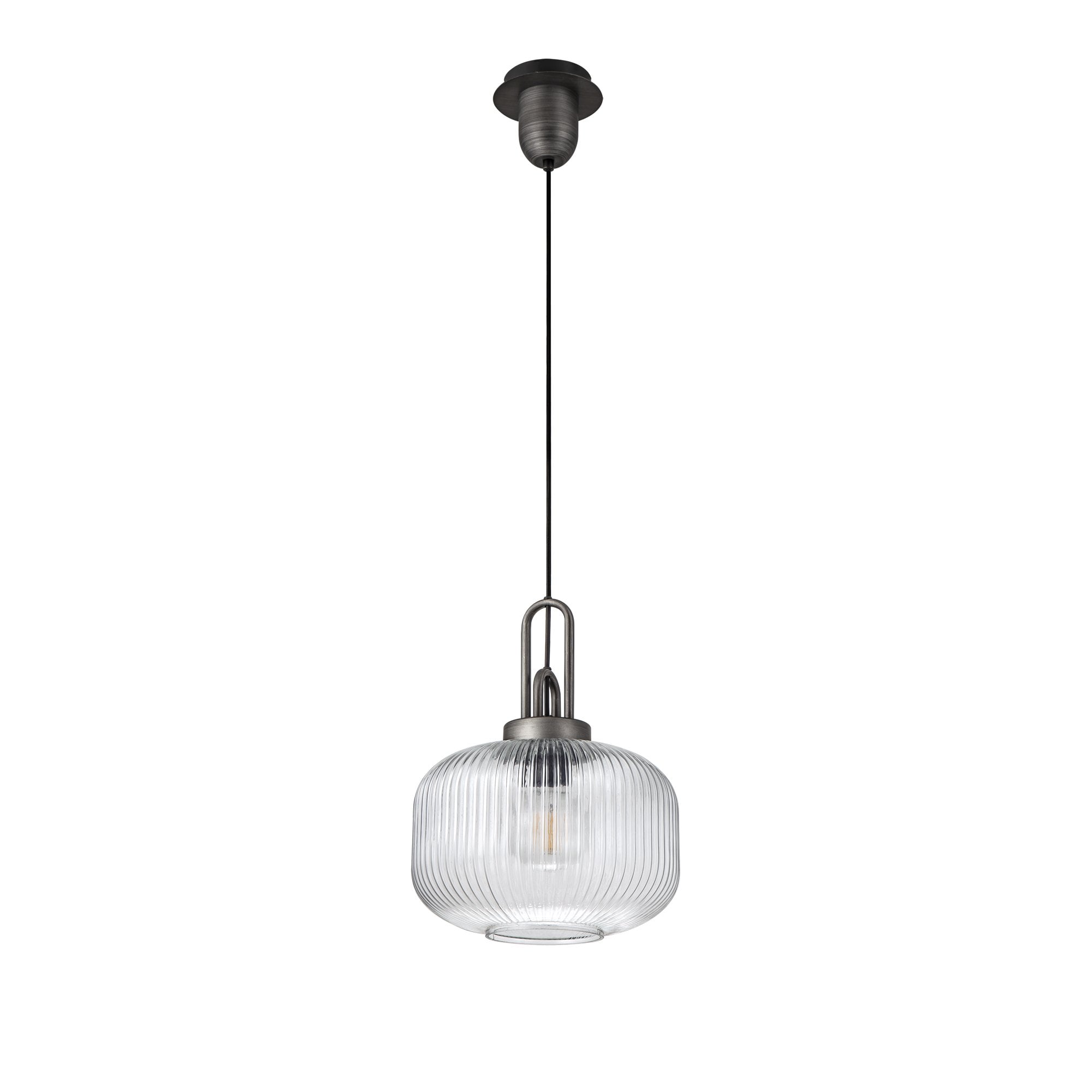 NLK05619 Amsterdam 1 Light Pendant Aged Pewter Matt Black