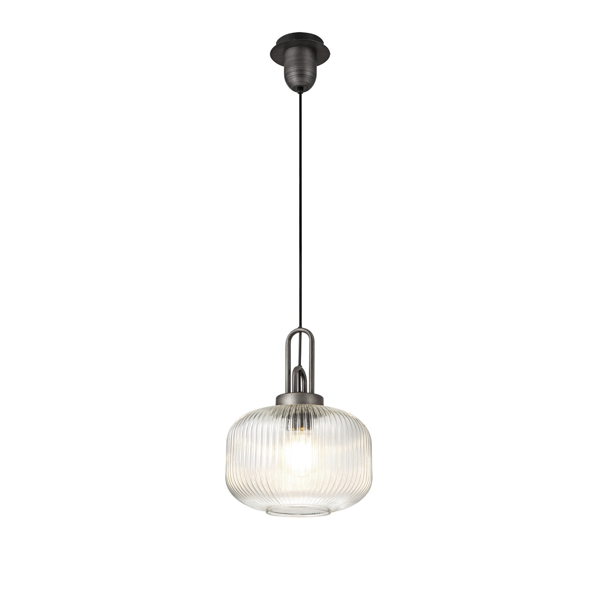 NLK05619 Amsterdam 1 Light Pendant Aged Pewter Matt Black