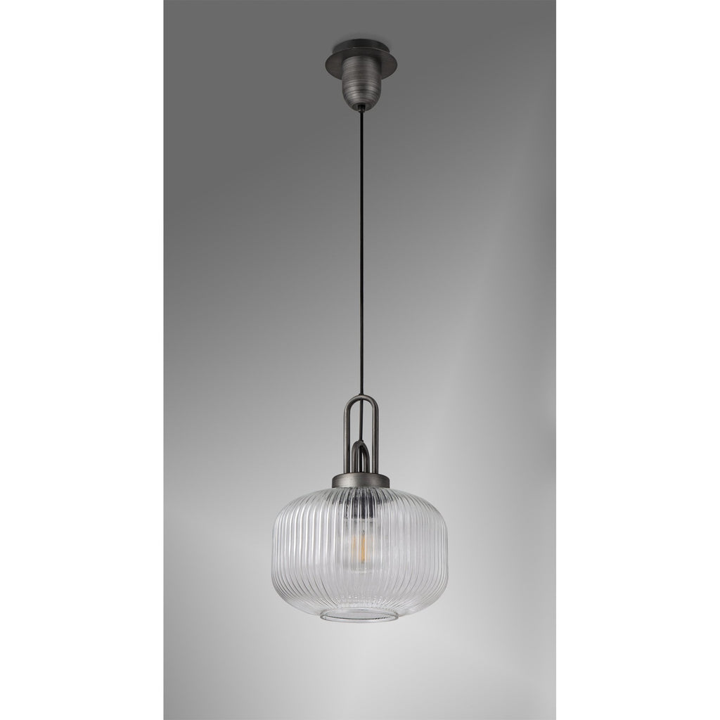 NLK05619 Amsterdam 1 Light Pendant Aged Pewter Matt Black