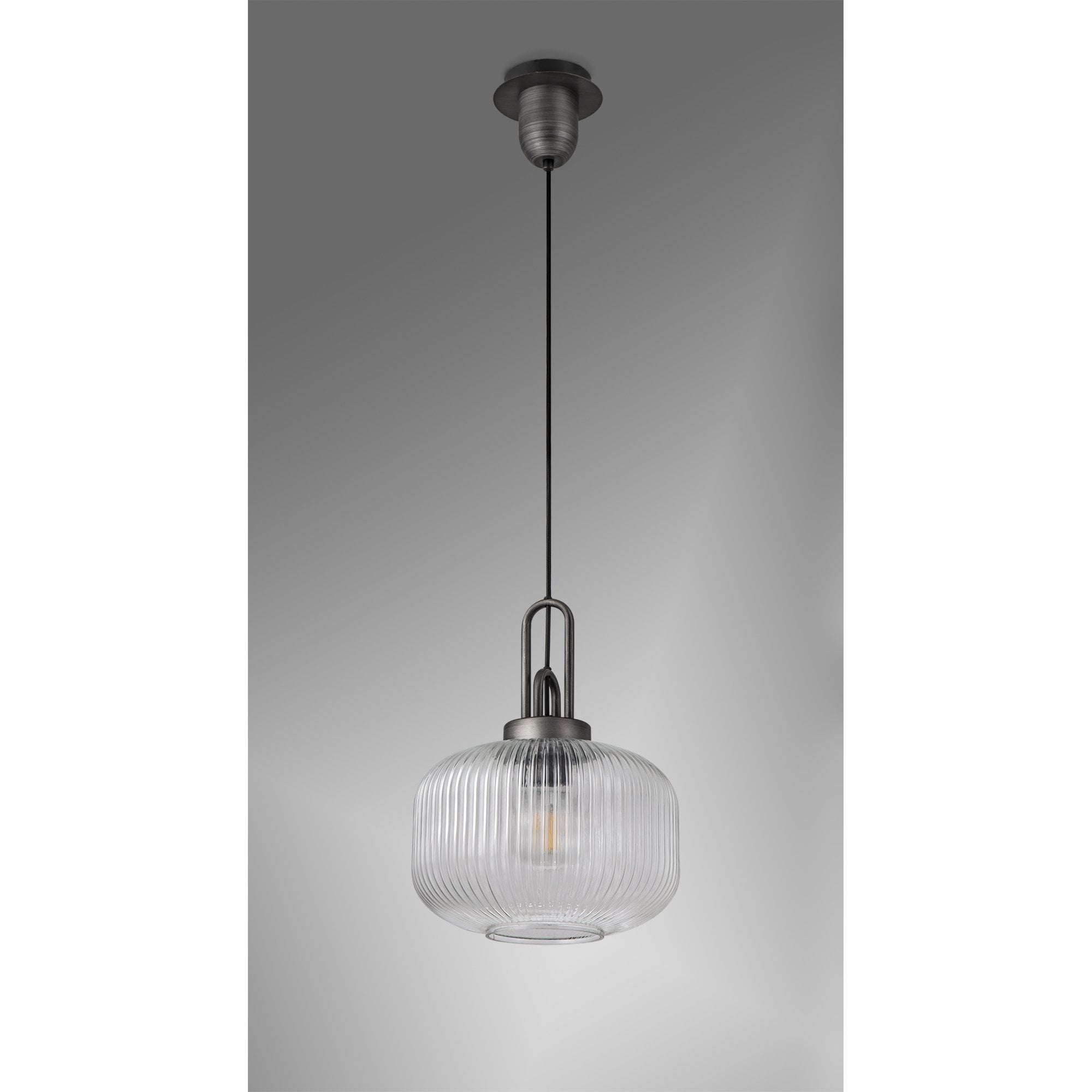 NLK05619 Amsterdam 1 Light Pendant Aged Pewter Matt Black