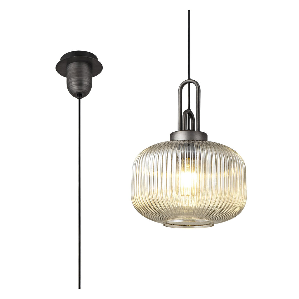 NLK05629 Amsterdam 1 Light Pendant Aged Pewter Matt Black