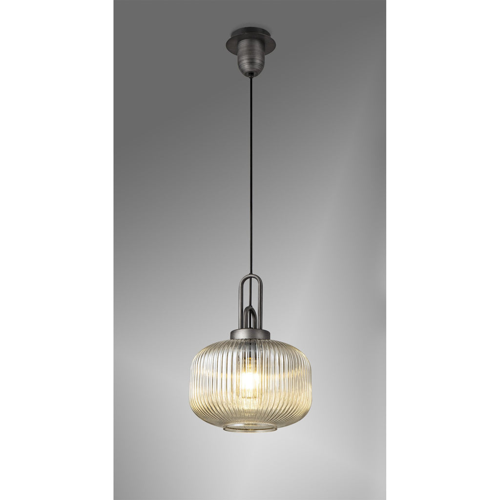 NLK05629 Amsterdam 1 Light Pendant Aged Pewter Matt Black