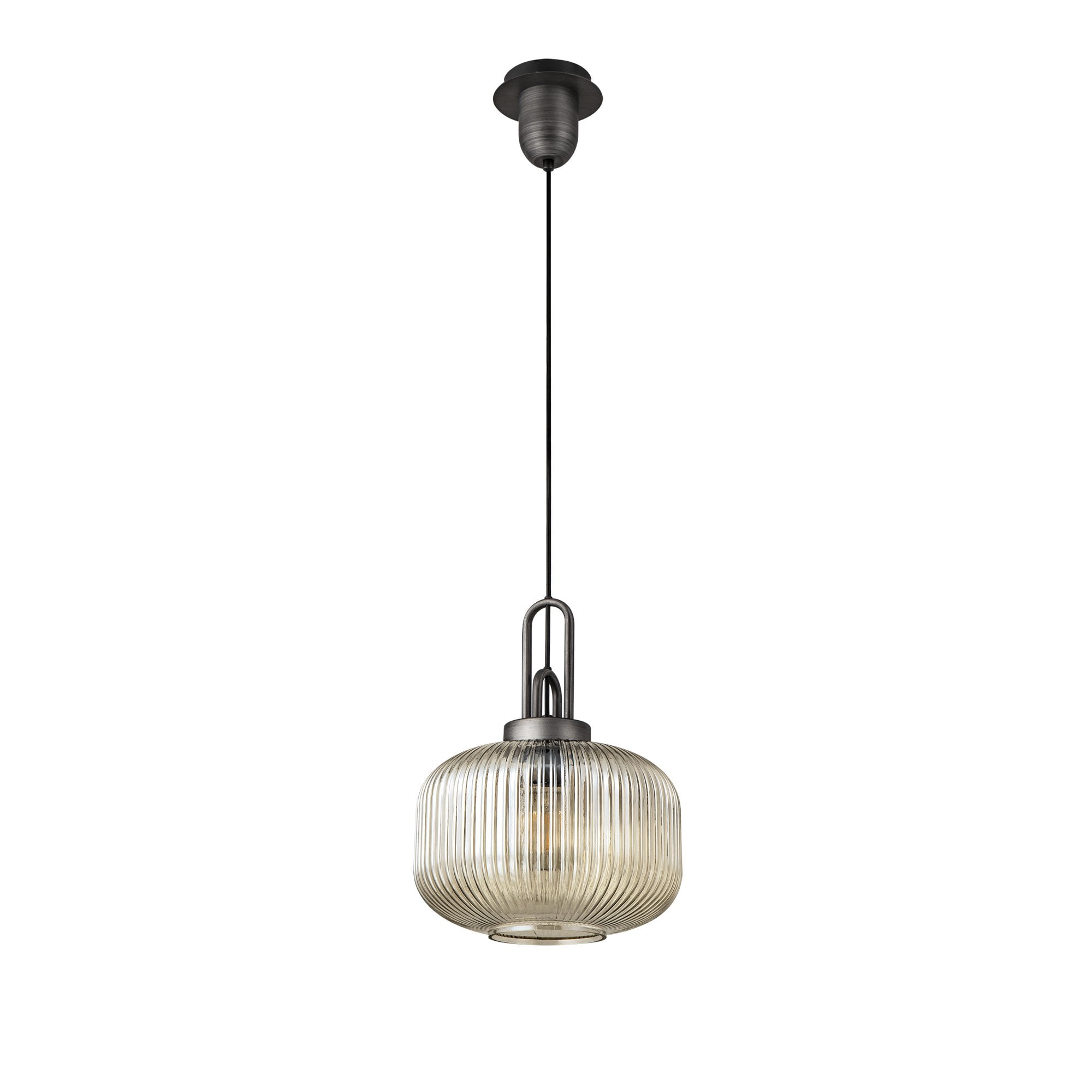 NLK05629 Amsterdam 1 Light Pendant Aged Pewter Matt Black