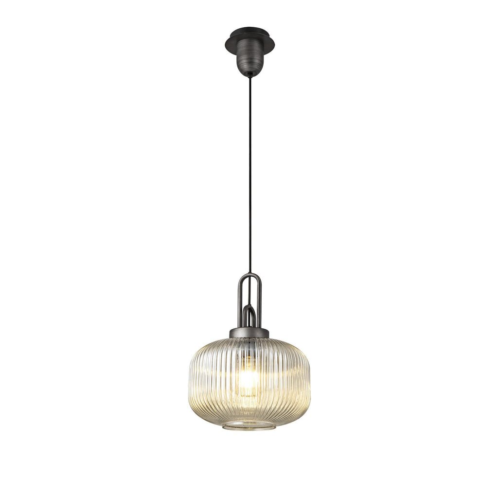 NLK05629 Amsterdam 1 Light Pendant Aged Pewter Matt Black