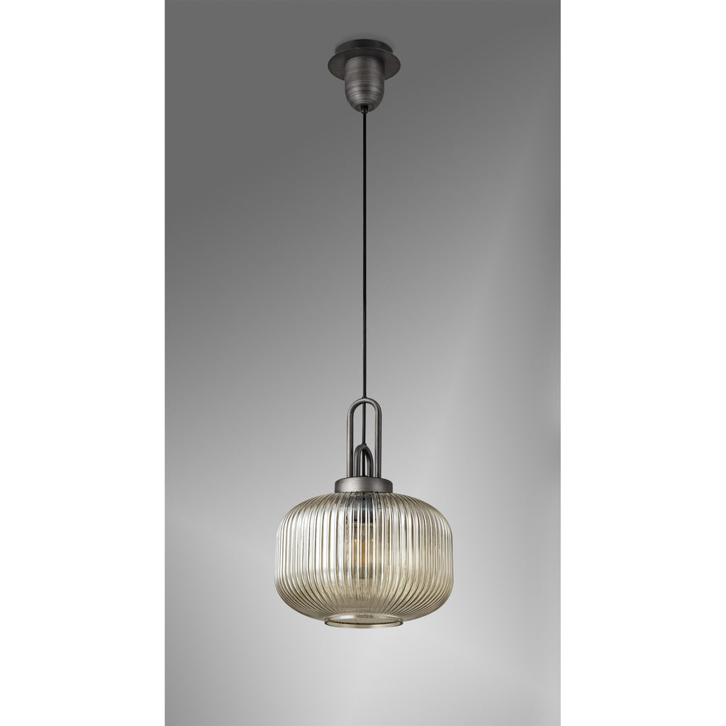 NLK05629 Amsterdam 1 Light Pendant Aged Pewter Matt Black