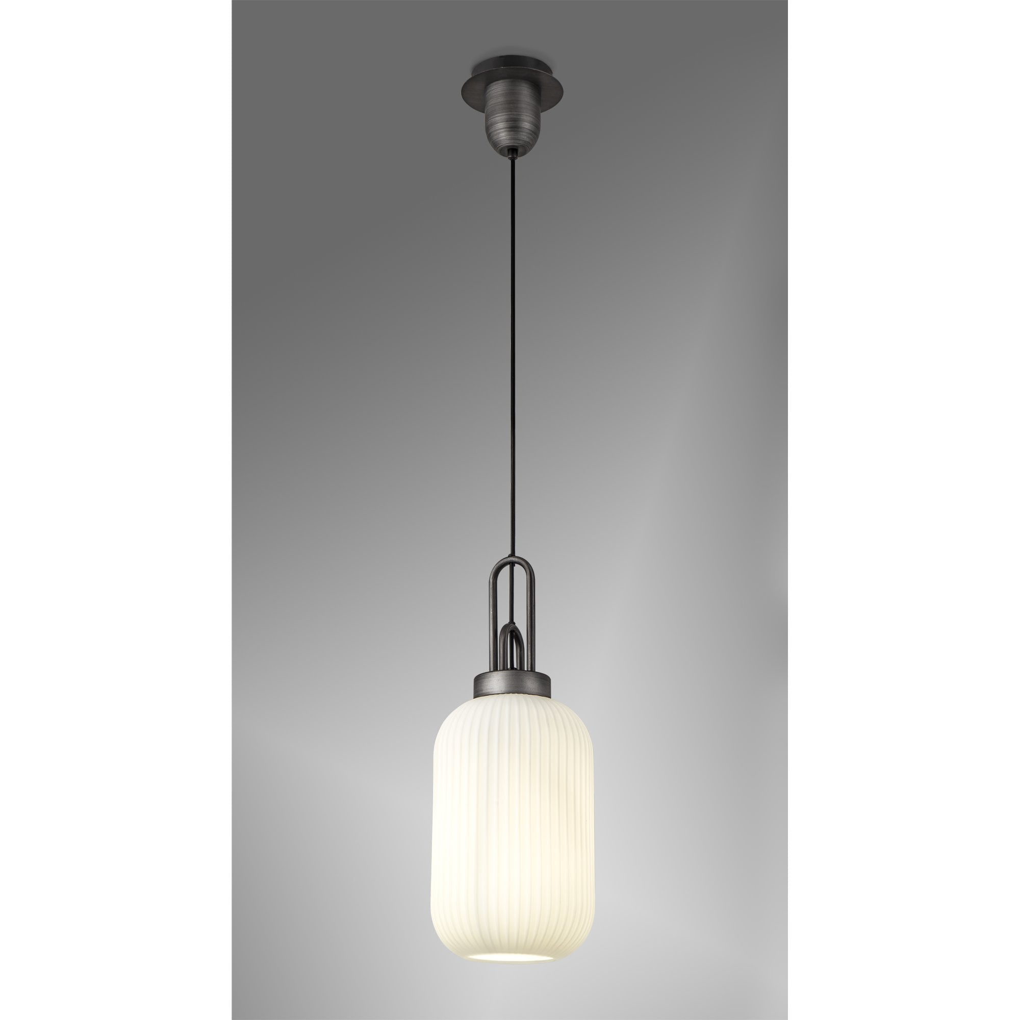 NLK05639 Amsterdam 1 Light Pendant Aged Pewter Matt Black