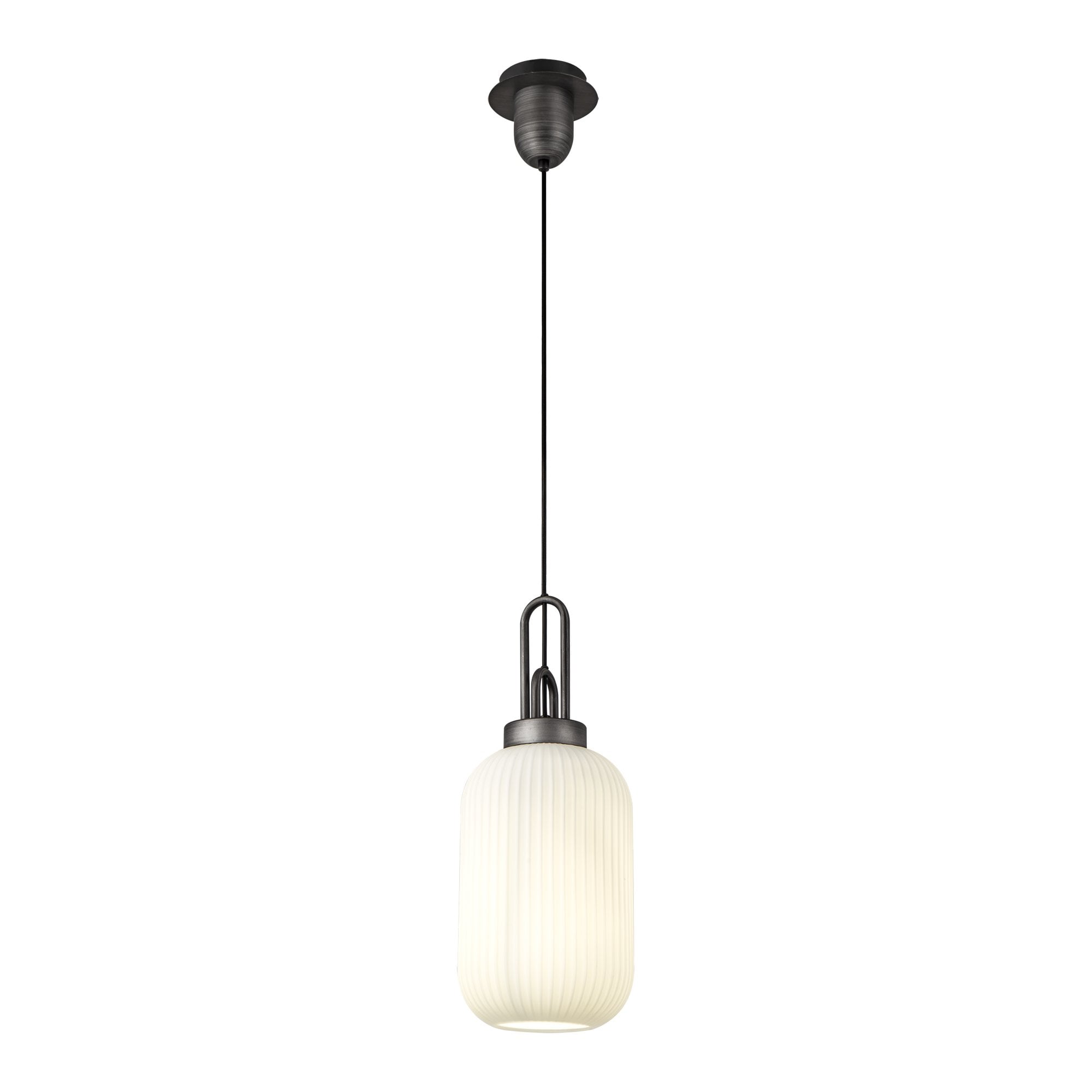 NLK05639 Amsterdam 1 Light Pendant Aged Pewter Matt Black