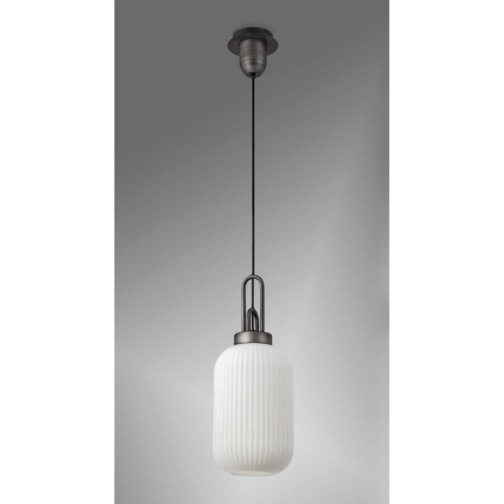 NLK05639 Amsterdam 1 Light Pendant Aged Pewter Matt Black
