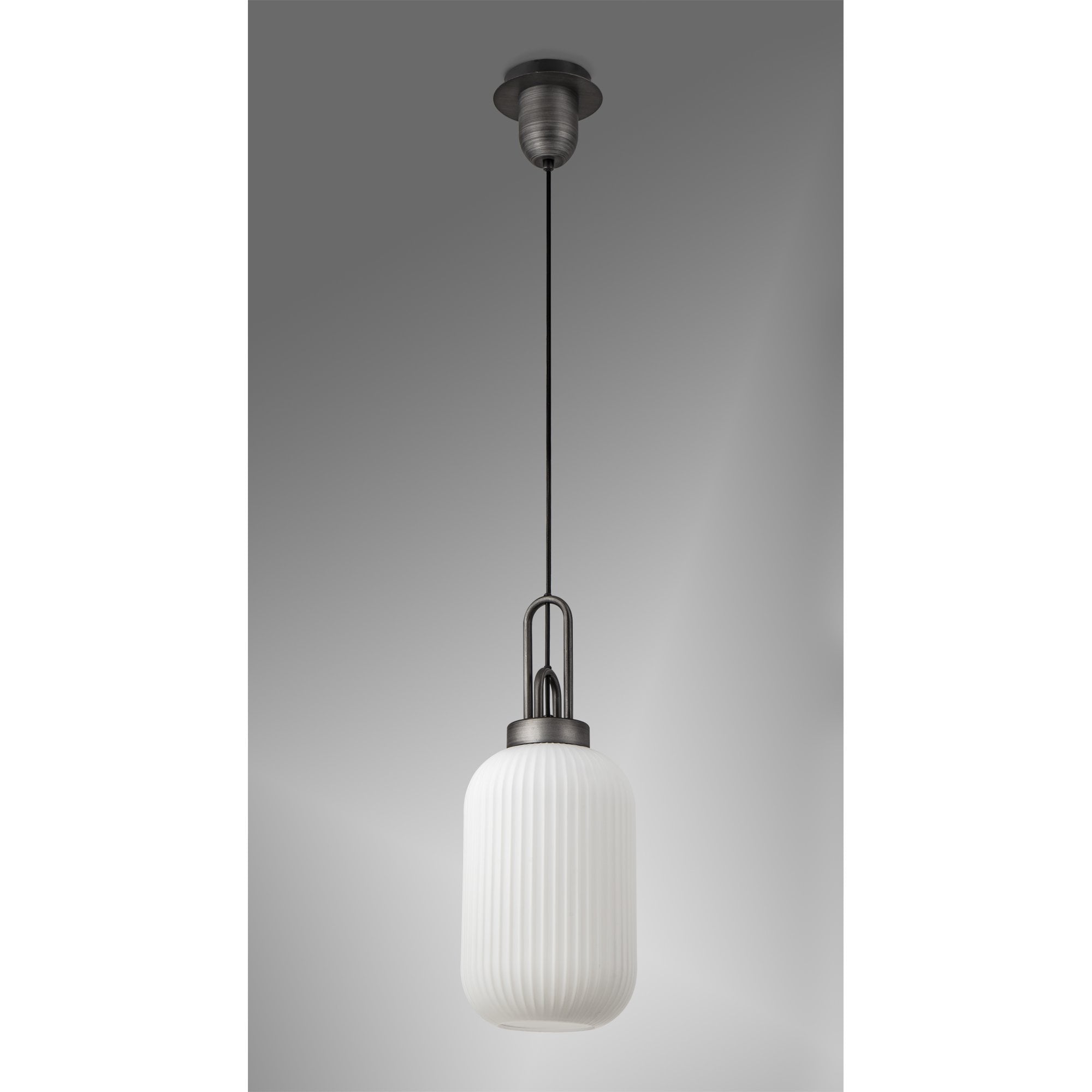 NLK05639 Amsterdam 1 Light Pendant Aged Pewter Matt Black