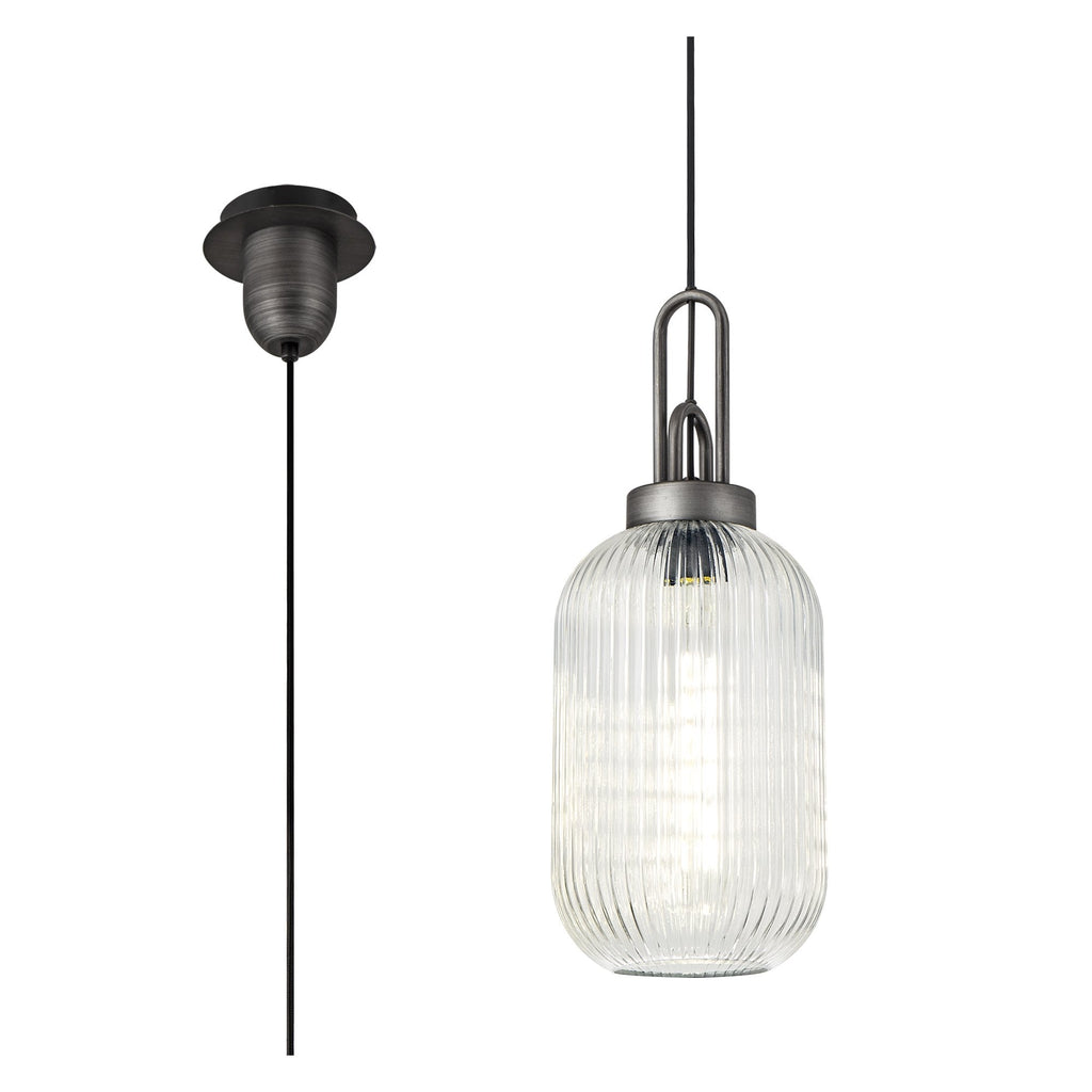 NLK05649 Amsterdam 1 Light Pendant Aged Pewter Matt Black