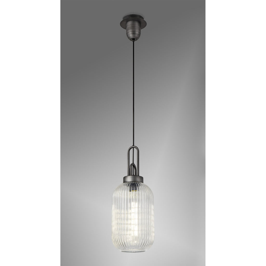 NLK05649 Amsterdam 1 Light Pendant Aged Pewter Matt Black