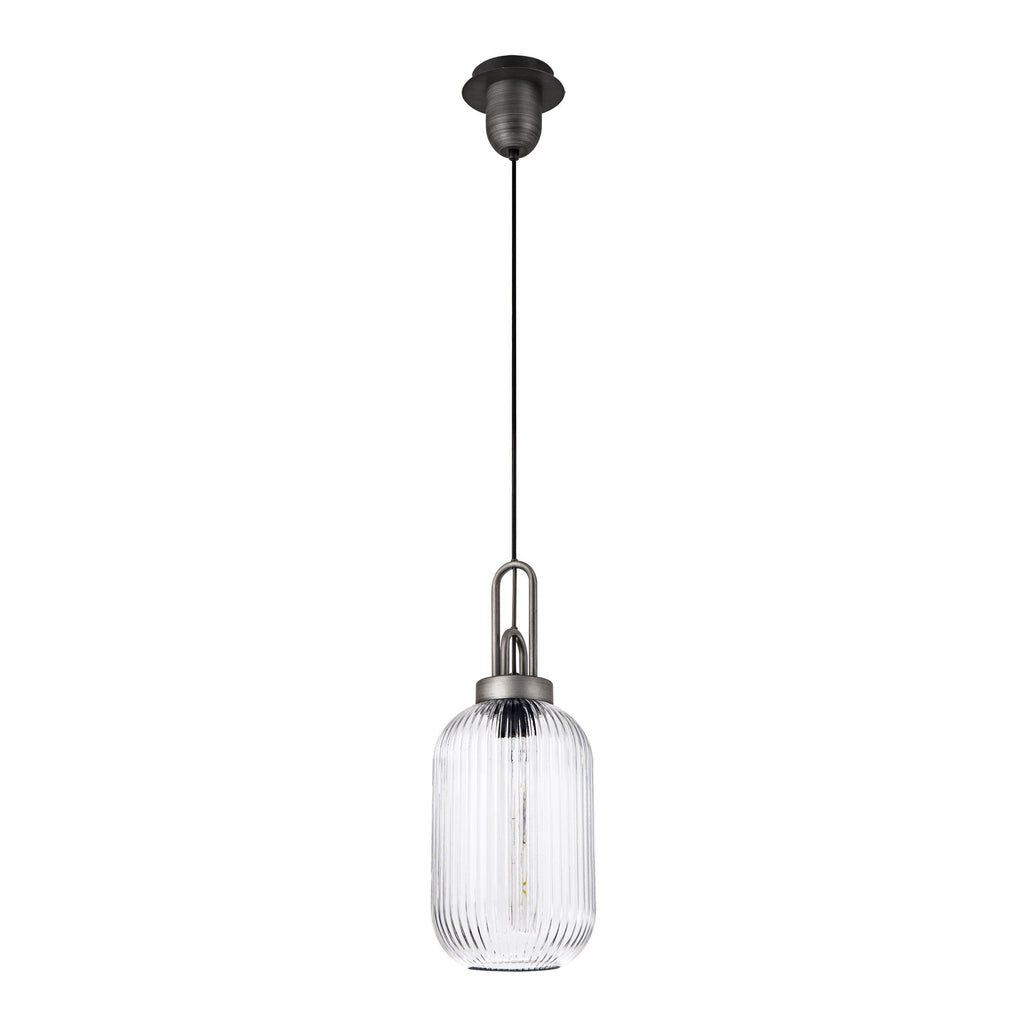 NLK05649 Amsterdam 1 Light Pendant Aged Pewter Matt Black
