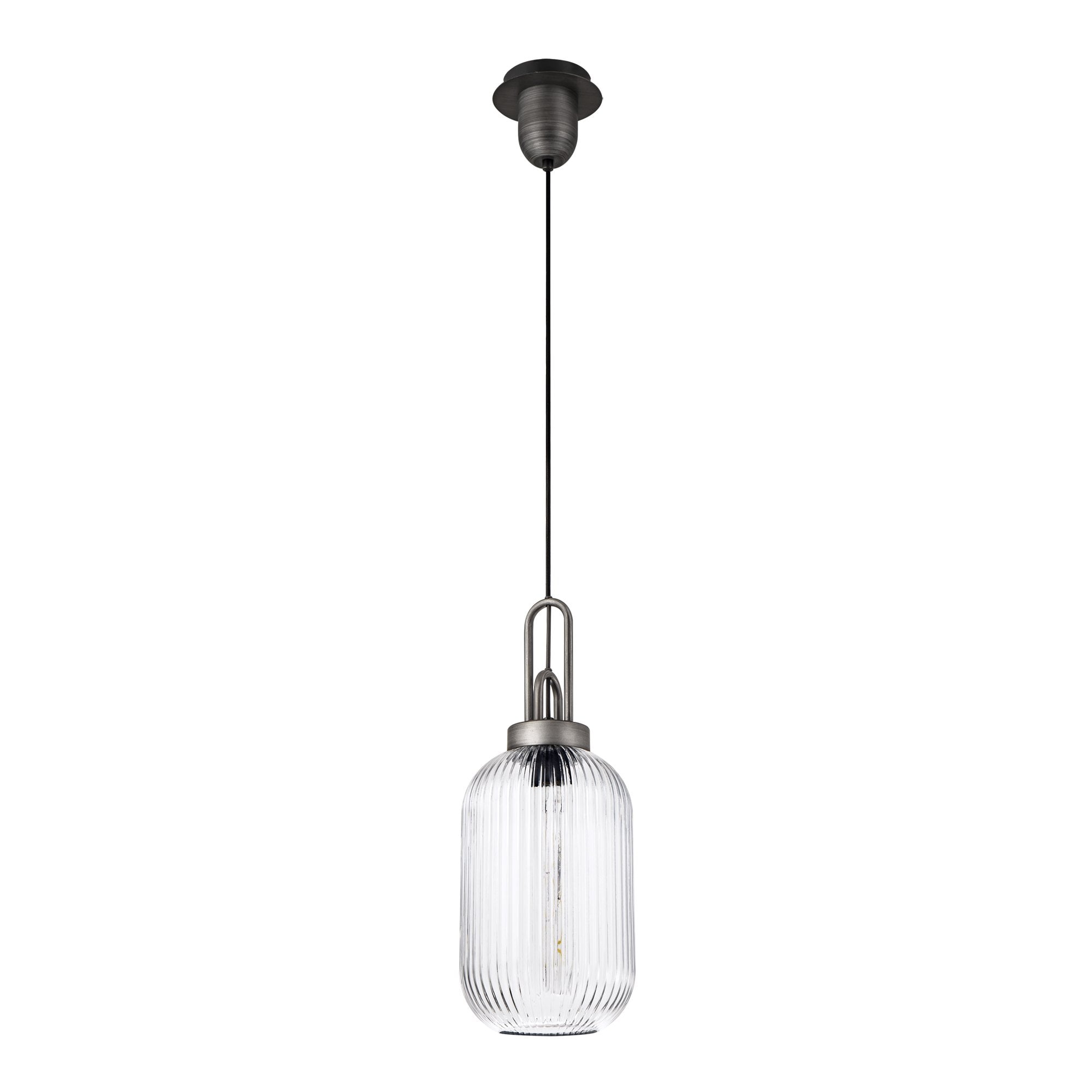 NLK05649 Amsterdam 1 Light Pendant Aged Pewter Matt Black