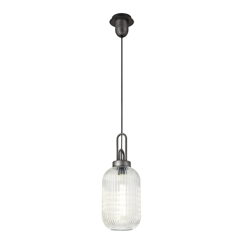 NLK05649 Amsterdam 1 Light Pendant Aged Pewter Matt Black