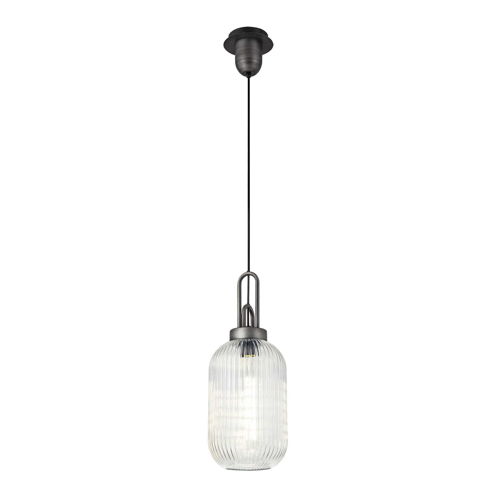 NLK05649 Amsterdam 1 Light Pendant Aged Pewter Matt Black