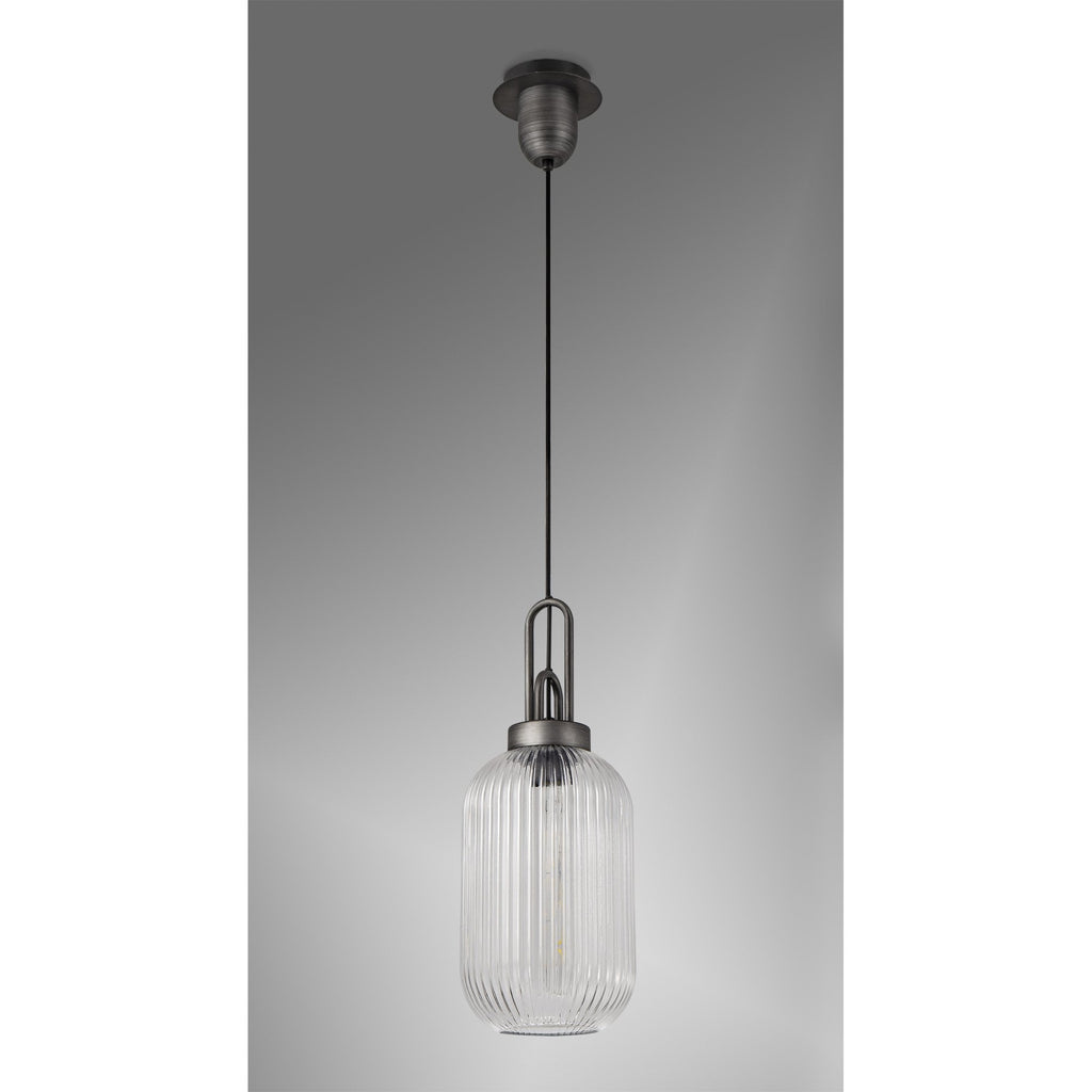 NLK05649 Amsterdam 1 Light Pendant Aged Pewter Matt Black