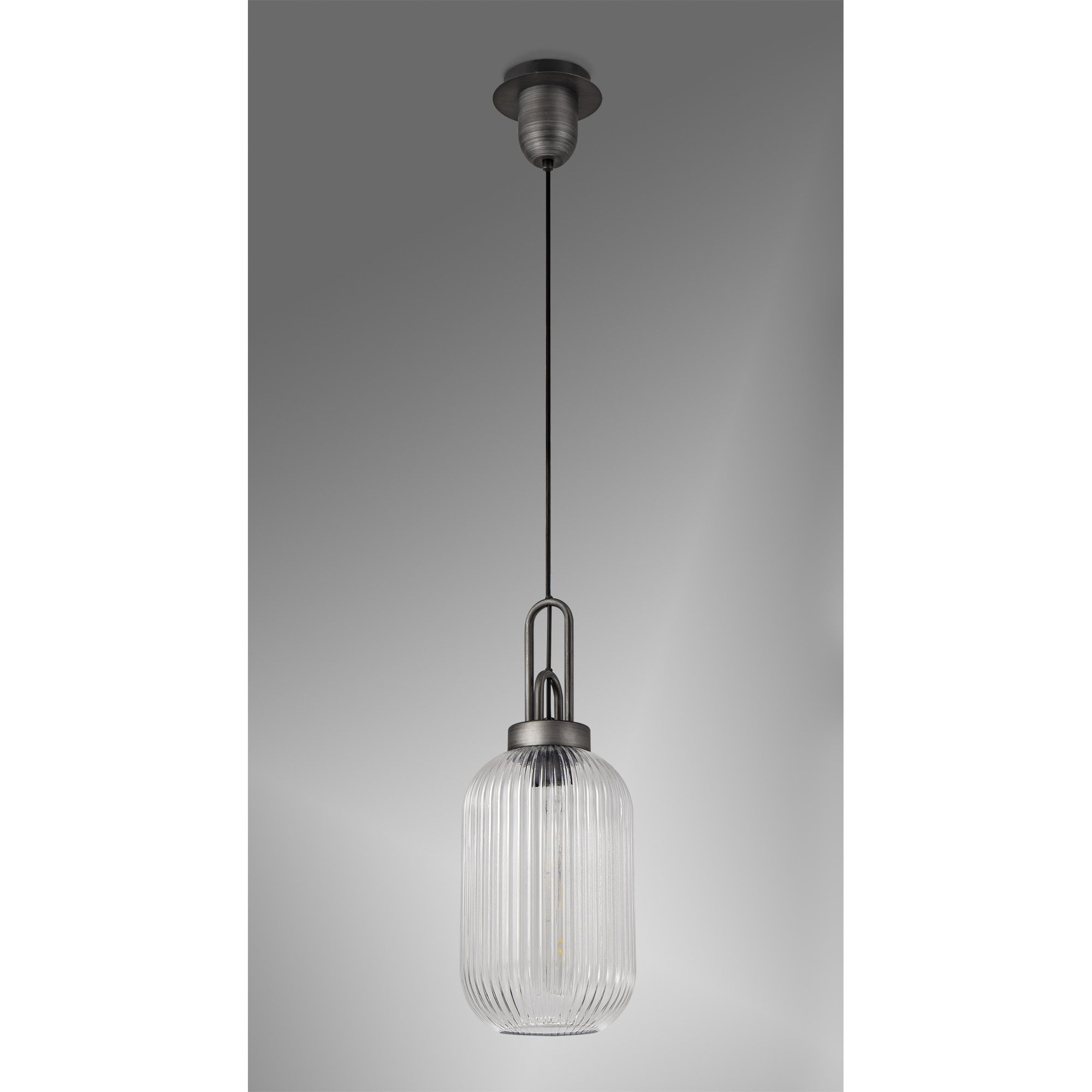 NLK05649 Amsterdam 1 Light Pendant Aged Pewter Matt Black
