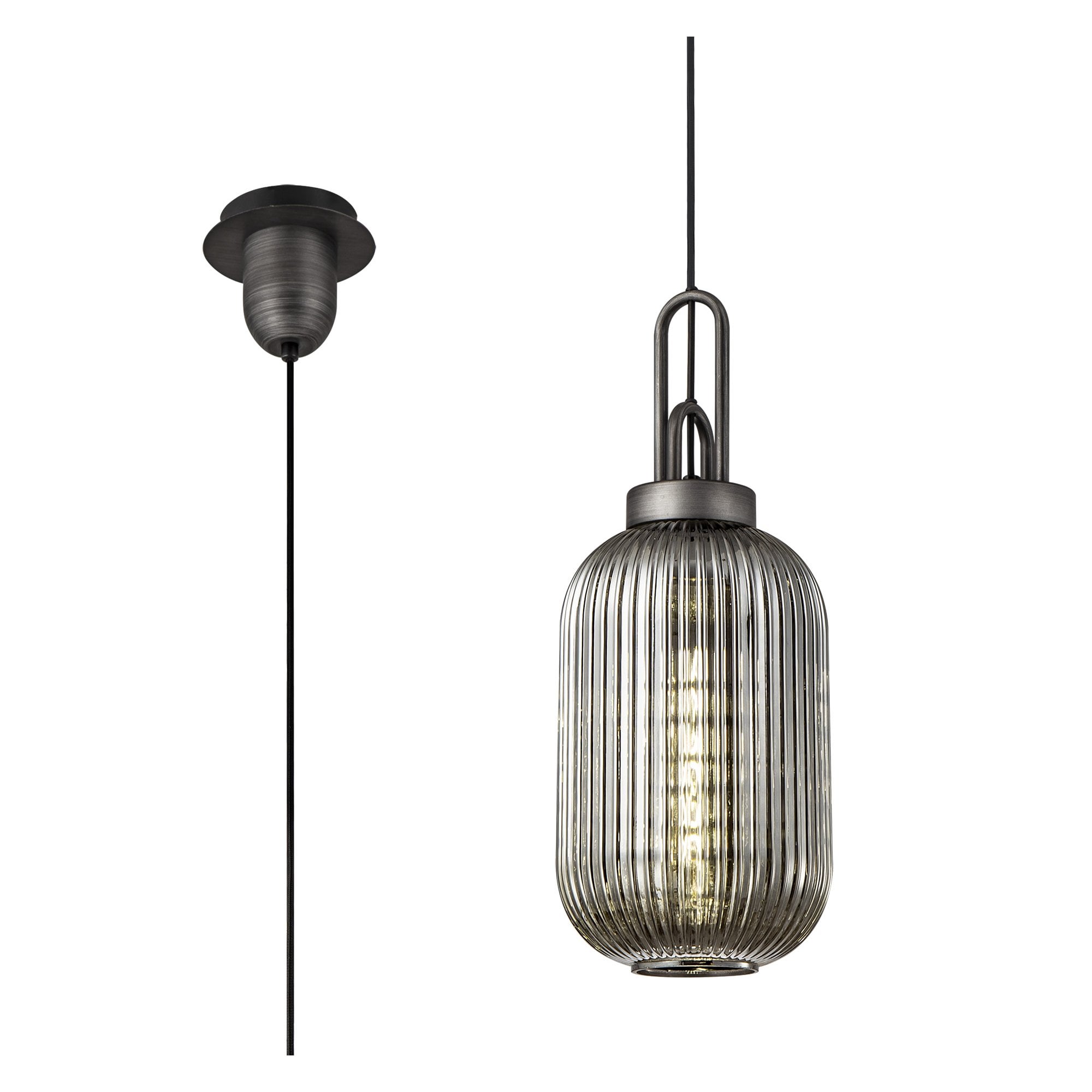NLK05659 Amsterdam 1 Light Pendant Aged Pewter Matt Black