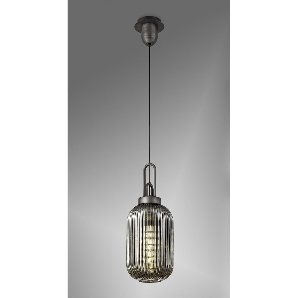 NLK05659 Amsterdam 1 Light Pendant Aged Pewter Matt Black