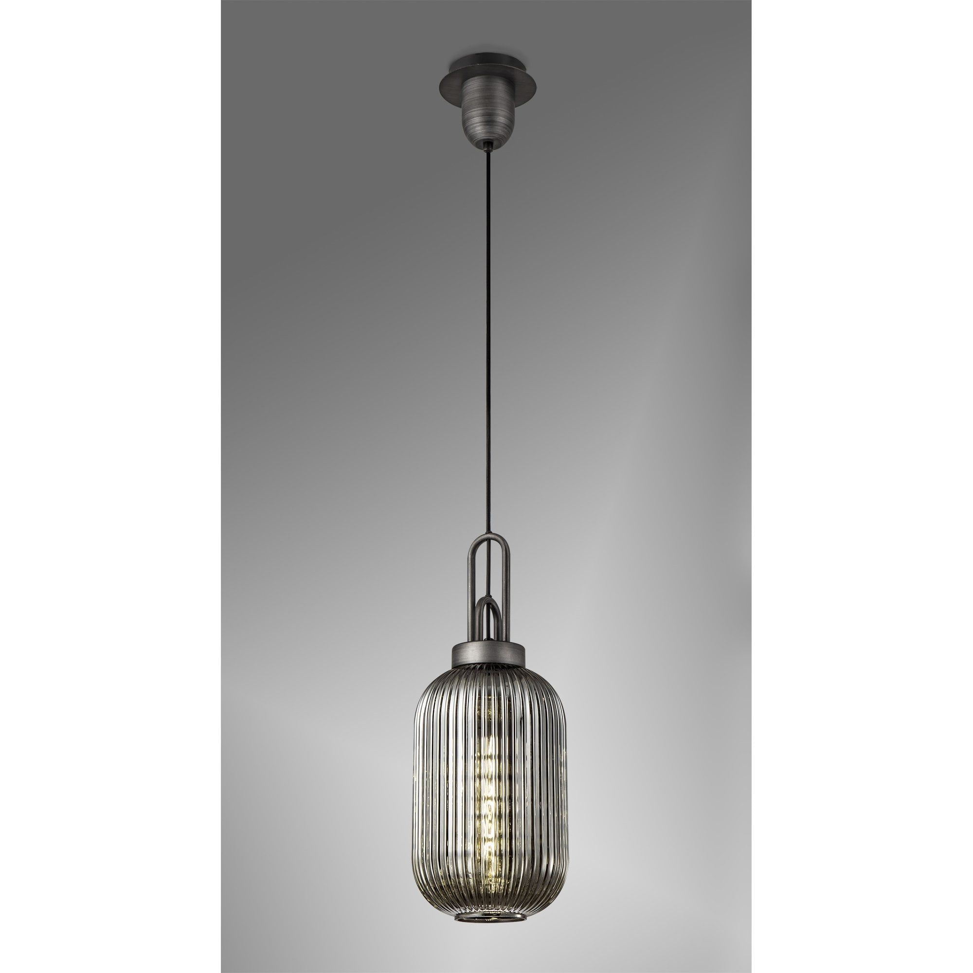 NLK05659 Amsterdam 1 Light Pendant Aged Pewter Matt Black