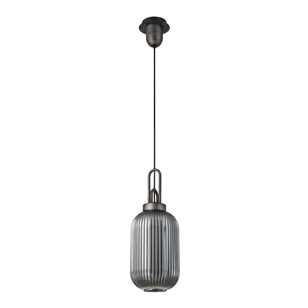 NLK05659 Amsterdam 1 Light Pendant Aged Pewter Matt Black