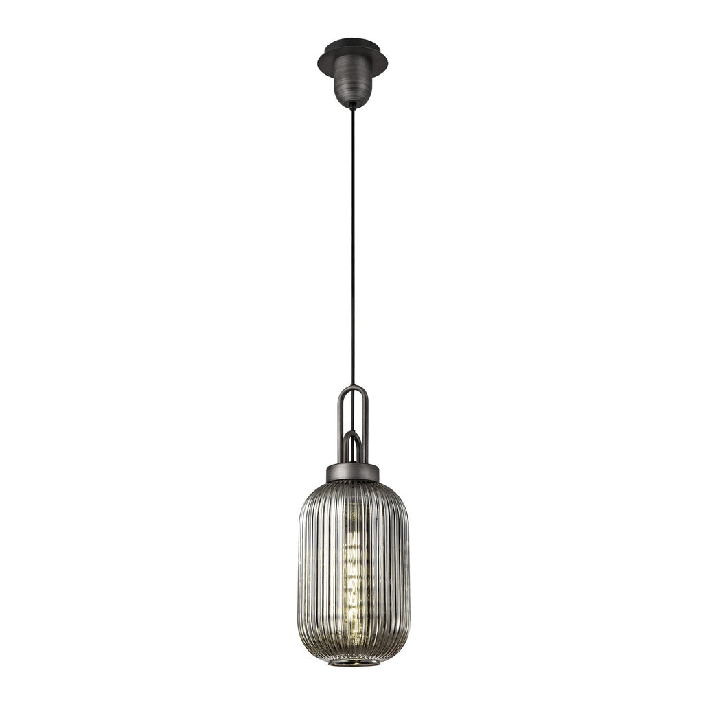 NLK05659 Amsterdam 1 Light Pendant Aged Pewter Matt Black
