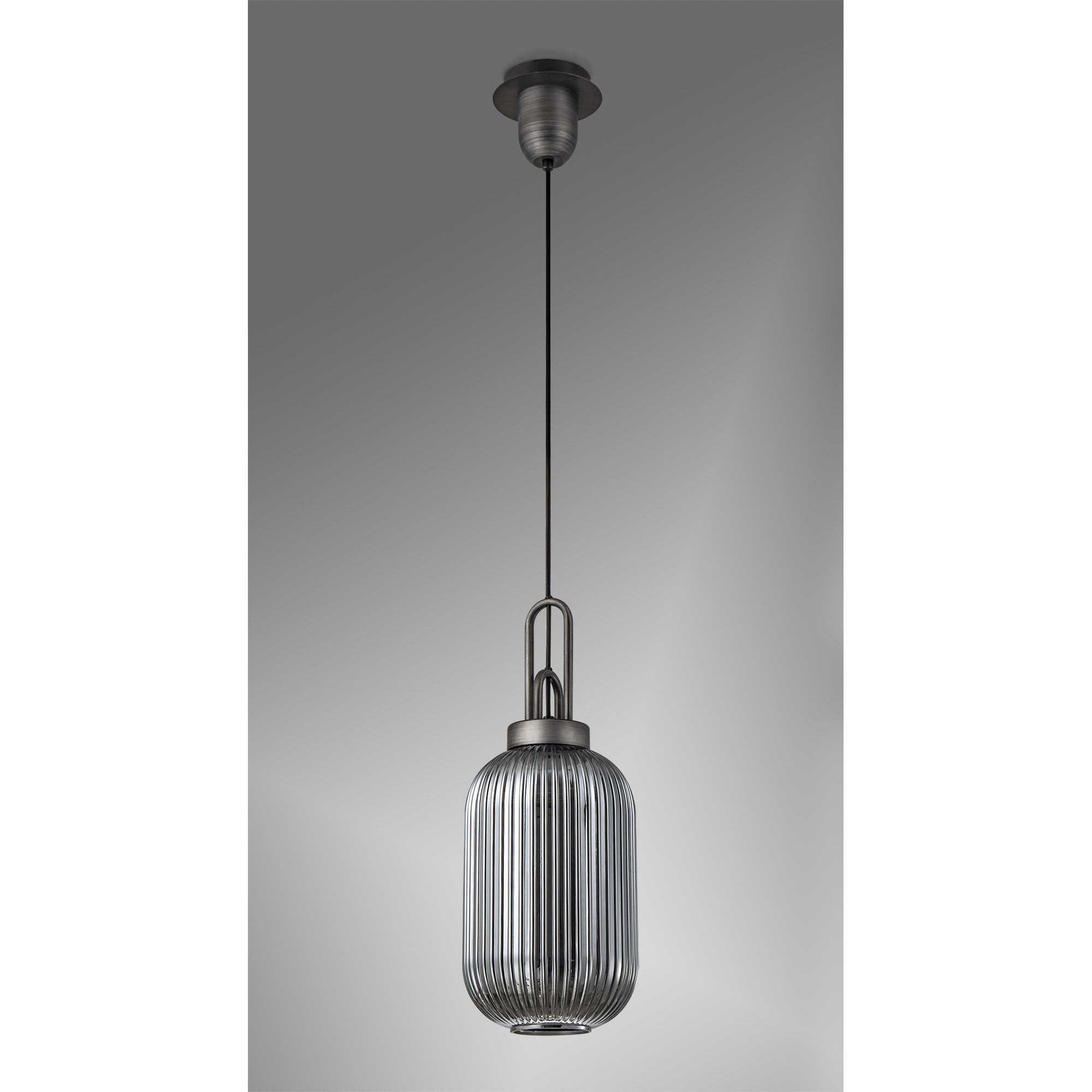 NLK05659 Amsterdam 1 Light Pendant Aged Pewter Matt Black