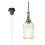 NLK05669 Amsterdam 1 Light Pendant Aged Pewter Matt Black