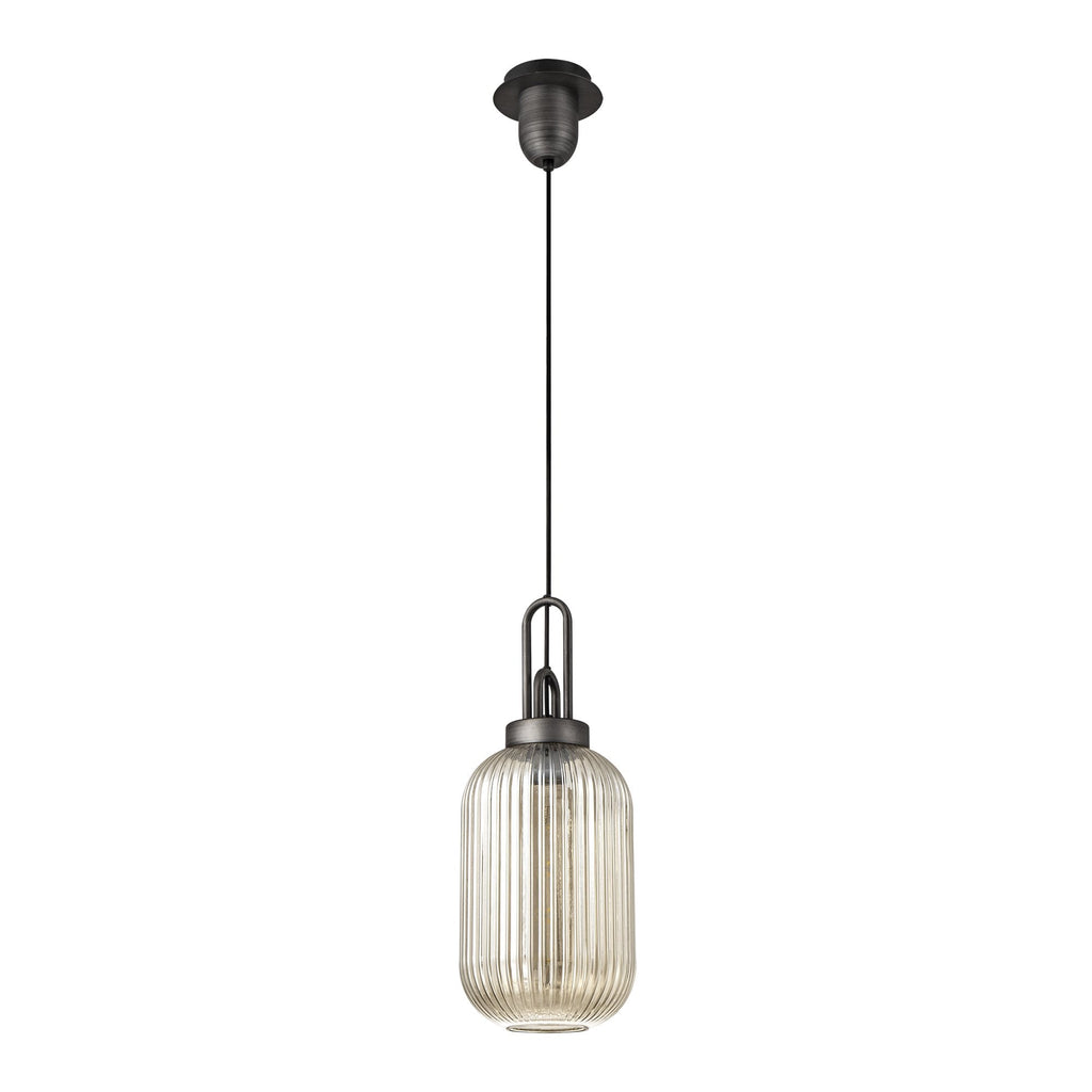 NLK05669 Amsterdam 1 Light Pendant Aged Pewter Matt Black