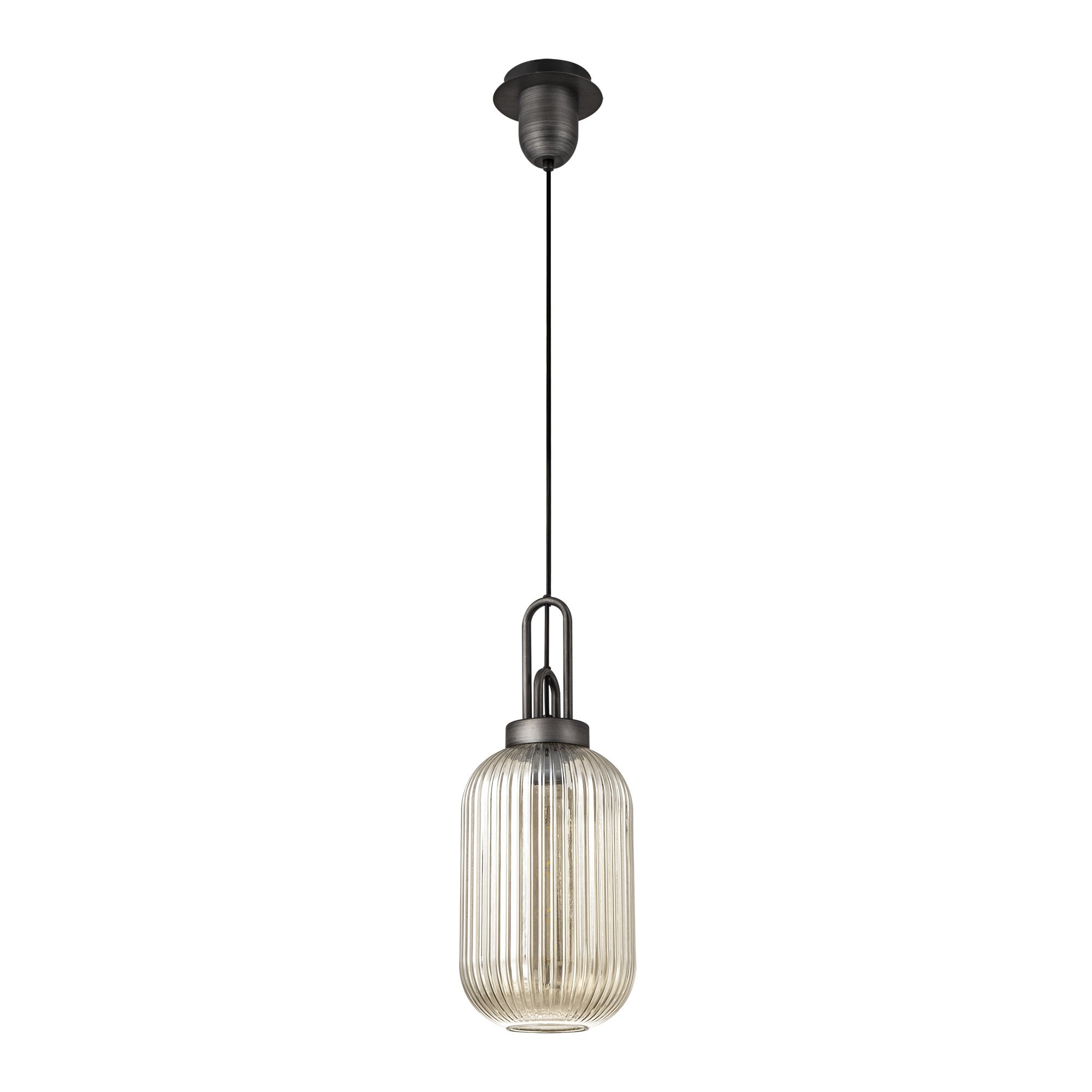 NLK05669 Amsterdam 1 Light Pendant Aged Pewter Matt Black