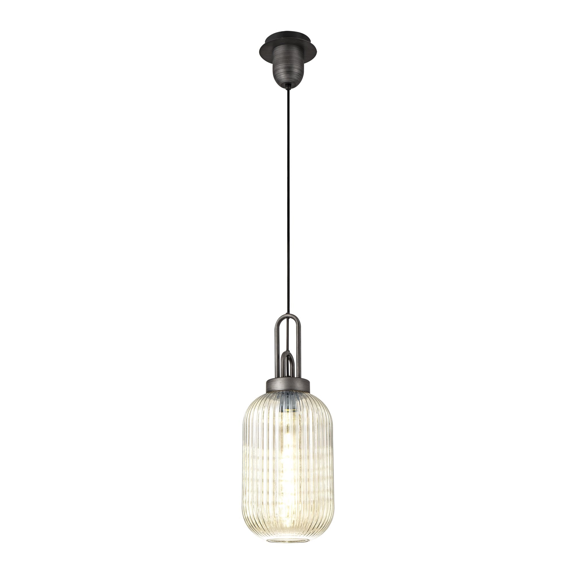 NLK05669 Amsterdam 1 Light Pendant Aged Pewter Matt Black