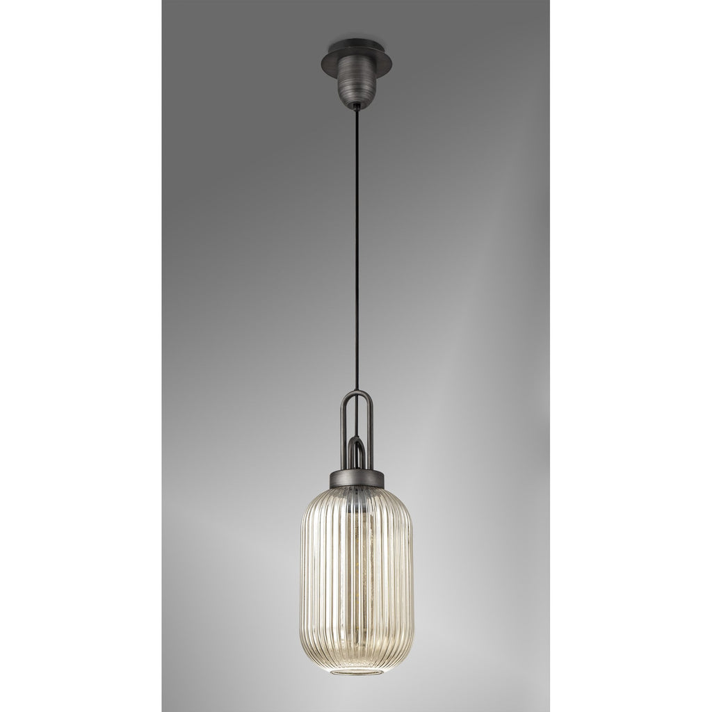 NLK05669 Amsterdam 1 Light Pendant Aged Pewter Matt Black