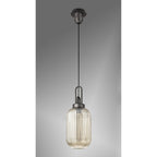 NLK05669 Amsterdam 1 Light Pendant Aged Pewter Matt Black
