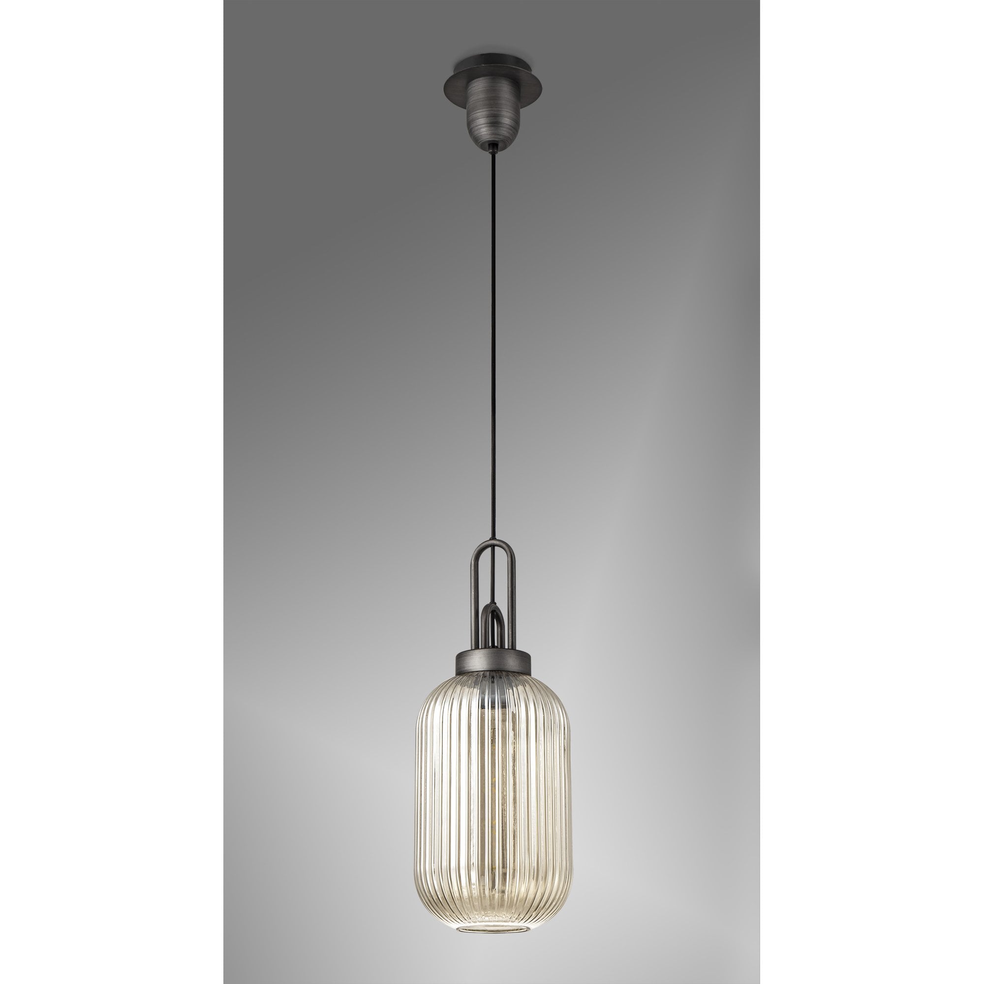 NLK05669 Amsterdam 1 Light Pendant Aged Pewter Matt Black